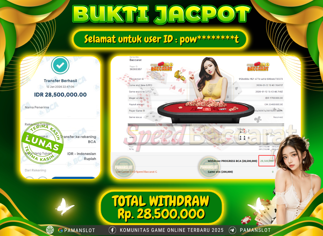 PAMANSLOT JACKPOT Game Live Games EVO-Speed Baccarat G Rp.28,500,000- LUNAS