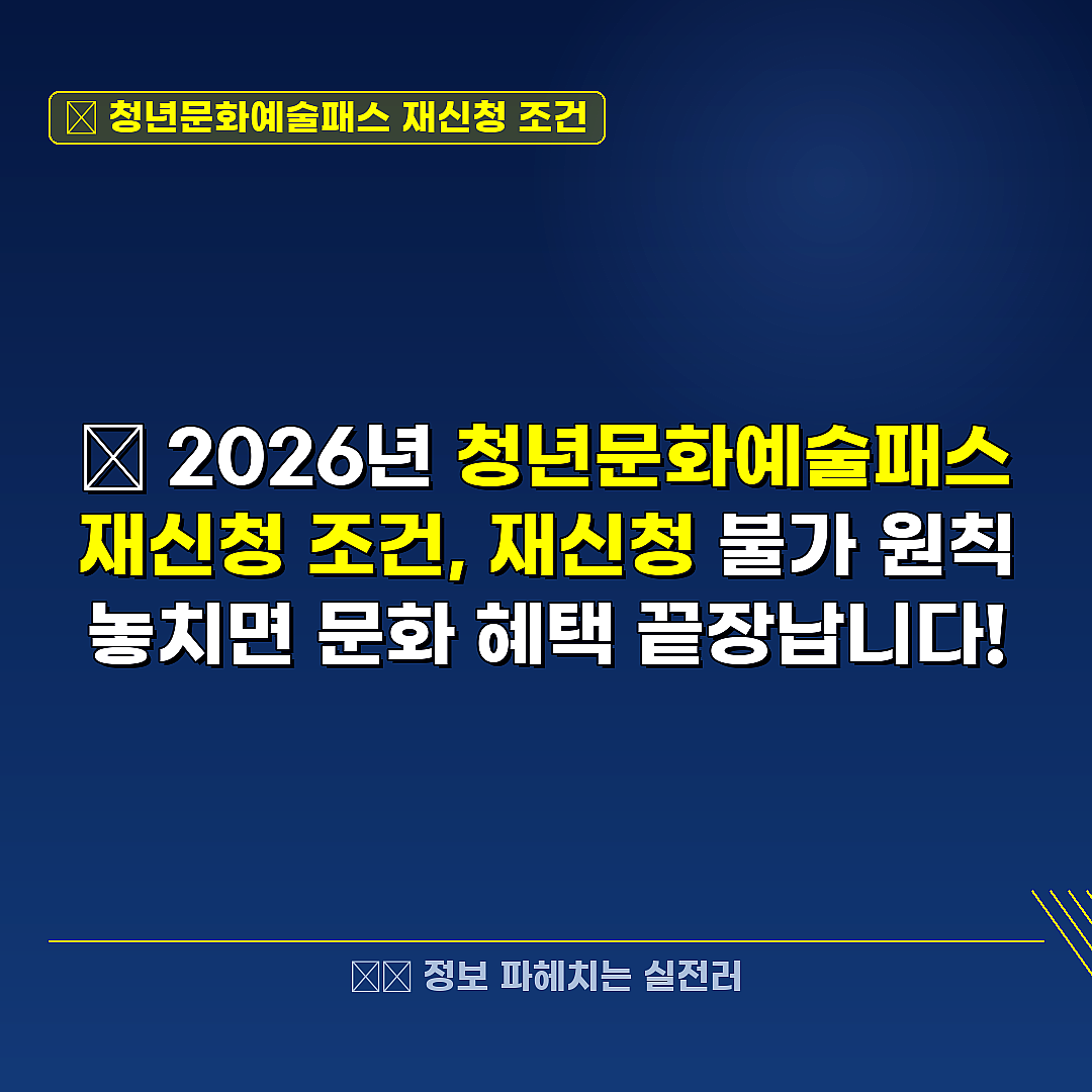 청년문화예술패스 재신청 조건 관련 정보 썸네일