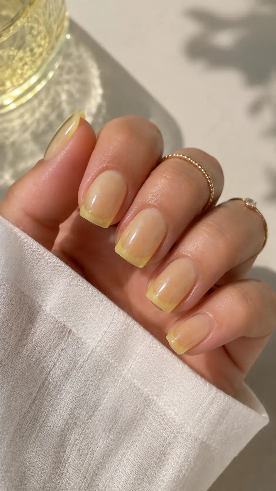 Butter Yellow Jelly Translucent Short Square Nails