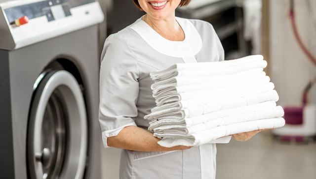 Stocked commercial restroom and facility supplies