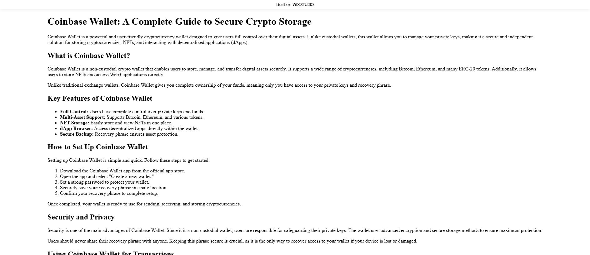 Stored capture of coinbuse.wixstudio.com