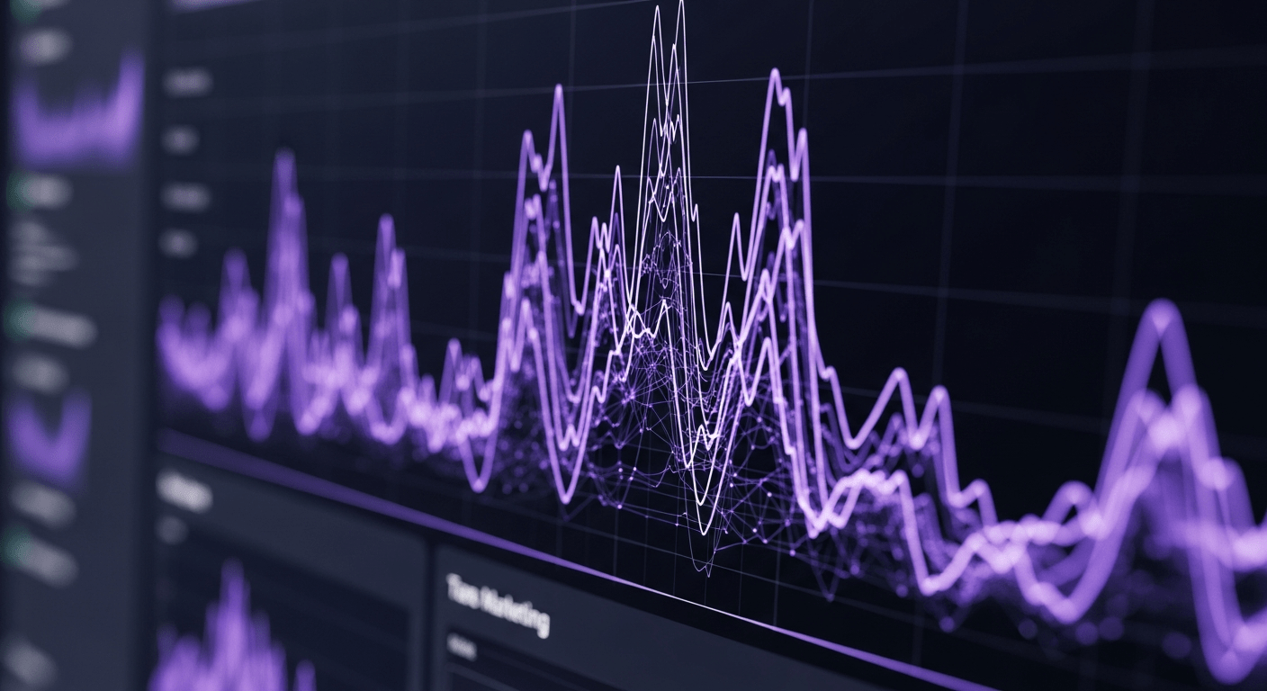 A close-up of a monitor displaying complex digital marketing analytics and glowing growth graphs, symbolizing data-driven decisions.