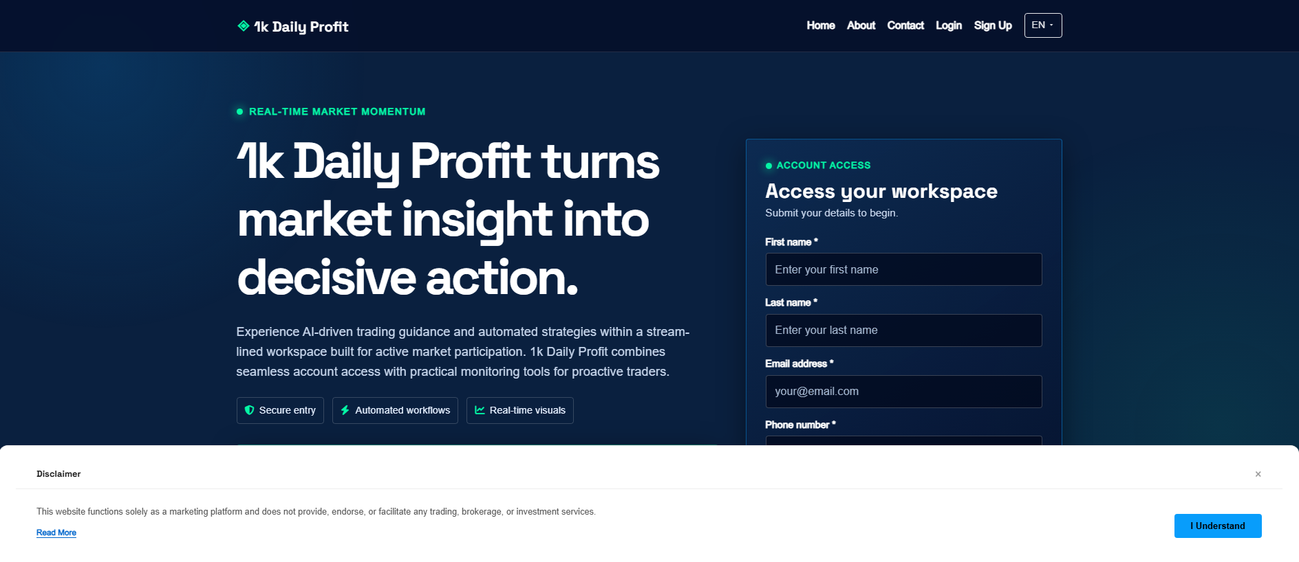 Stored capture of 1kdailyprofitpro.digital