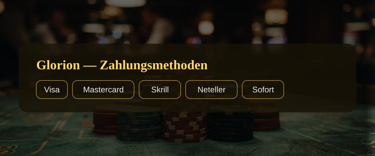 Glorion — Zahlungsmethoden: Visa, Mastercard, Skrill, Neteller, Sofort