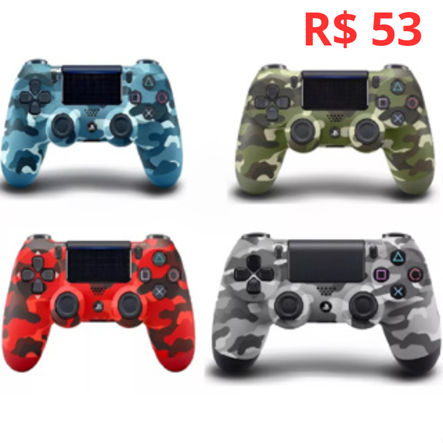 Controle camuflado compatível com Ps4 sem fio joystick com cabo carregável
