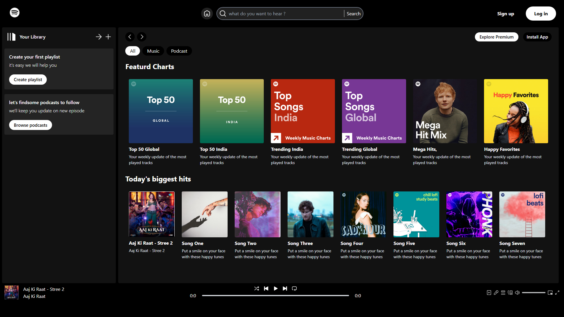 Gespeicherte Aufnahme von spotify-clone-eight-lime.vercel.app
