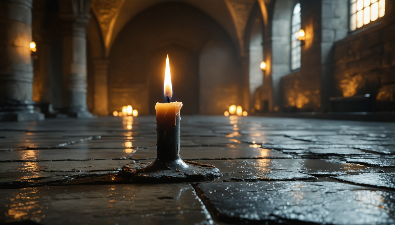 A single flame burning in a stone room that has no opinion about what it illuminates.