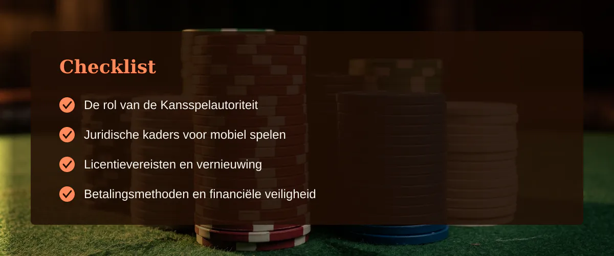 Veiligheid en regelgeving bij mobiel kansspelen in Nederland — Checklist