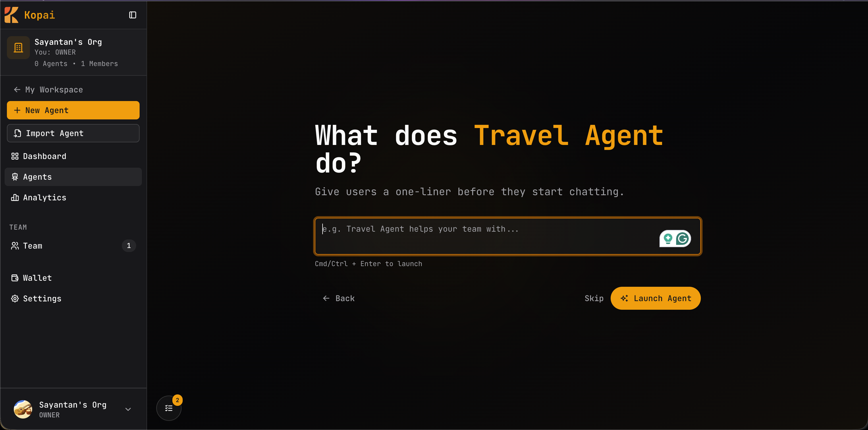 Agent description step
