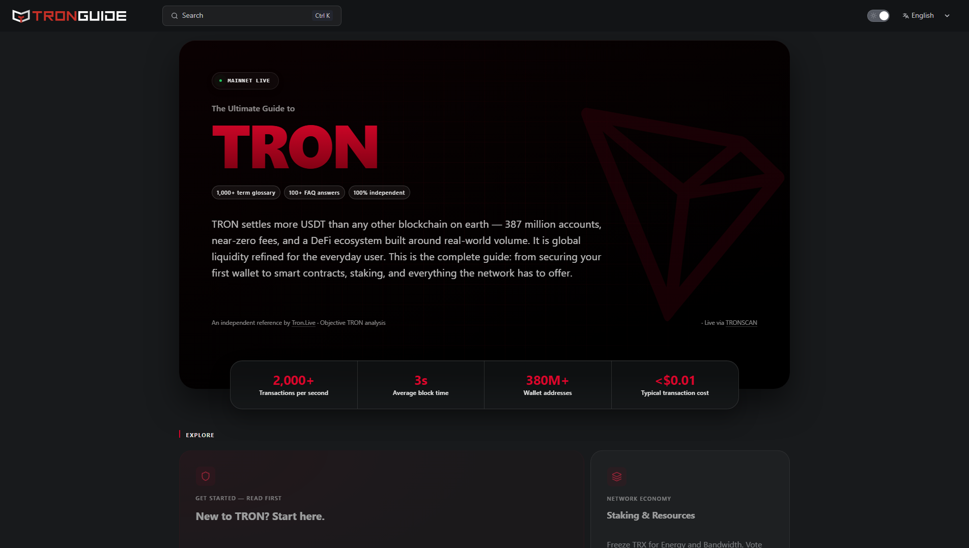 Screenshot of tron.guide