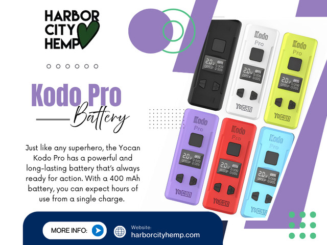 The Kodo Pro battery is an excellent choice for anyone seeking a compact and feature-rich 510-thread vape battery. With adjustable voltage, USB-C charging, a clear digital display, and broad cartridge compatibility, it delivers dependable performance in a lightweight design.

Click here for more information: https://harborcityhemp.com/product/yocan-kodo-pro/

Harbor City Hemp

Address: 186 Specialty Pt, Sanford, FL 32771, USA
Phone: +1-619-639-4386

Read Our Blogs:
https://is.gd/R5WZNH
https://tinyurl.com/29fgcezf
https://v.gd/xi3Yqf

More Links:
https://is.gd/OUnA1s
https://v.gd/PA6bLt
https://tinyurl.com/22ulqm2s