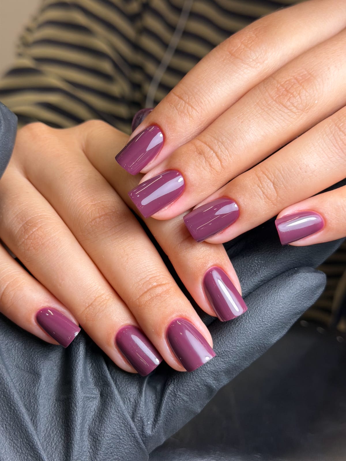 Close-up of polished healthy nails after professional nail care