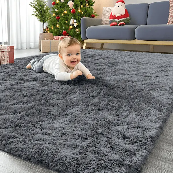 Soft Fluffy Shag Area Rug – Cozy Washable Carpet for Bedroom, Living Room & Nursery Decor