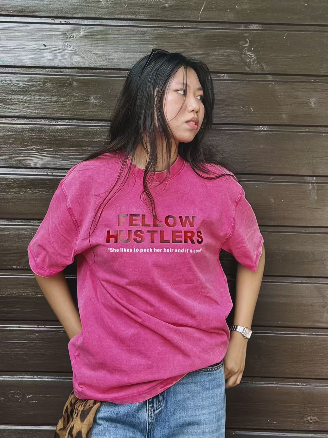 Model wearing Follow Hustler