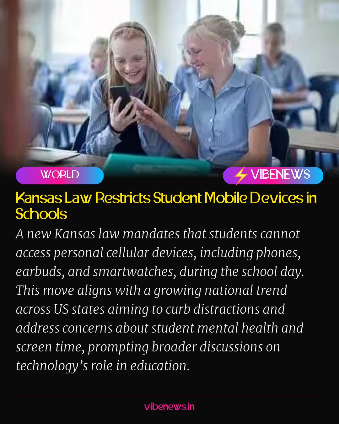 Kansas Law Restricts Student Mobile Devices in Schools