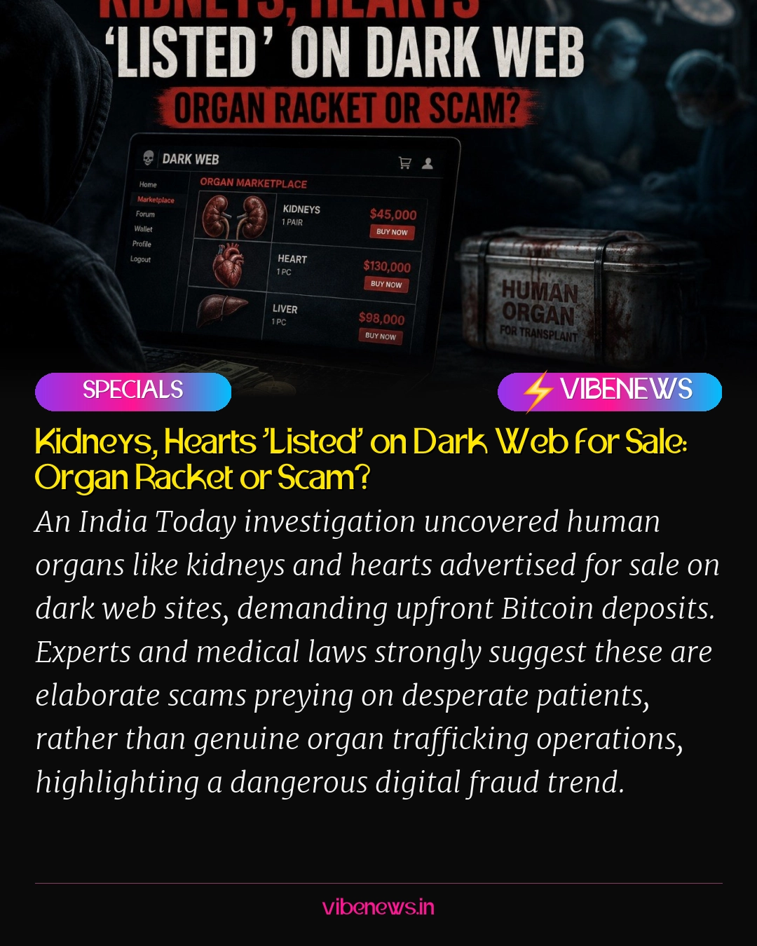 Kidneys, Hearts ‘Listed’ on Dark Web for Sale: Organ Racket or Scam?