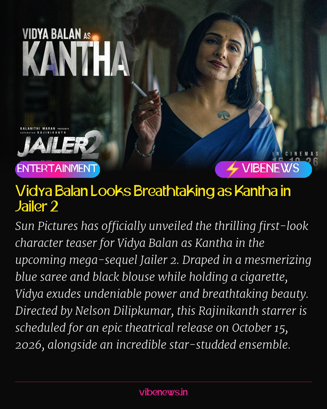 Vidya Balan Looks Breathtaking as Kantha in Jailer 2