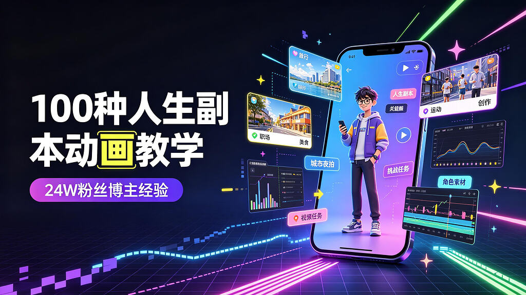 抖音24W粉丝博主的体验100种人生副本动画完整教学
