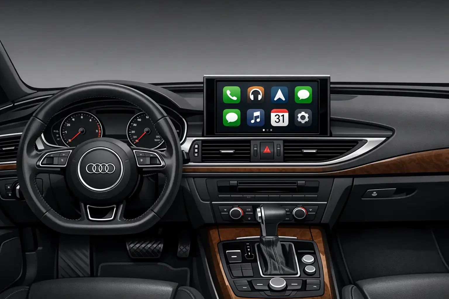 Intérieur Audi A7 2012 avec écran MMI, avant retrofit Android Auto