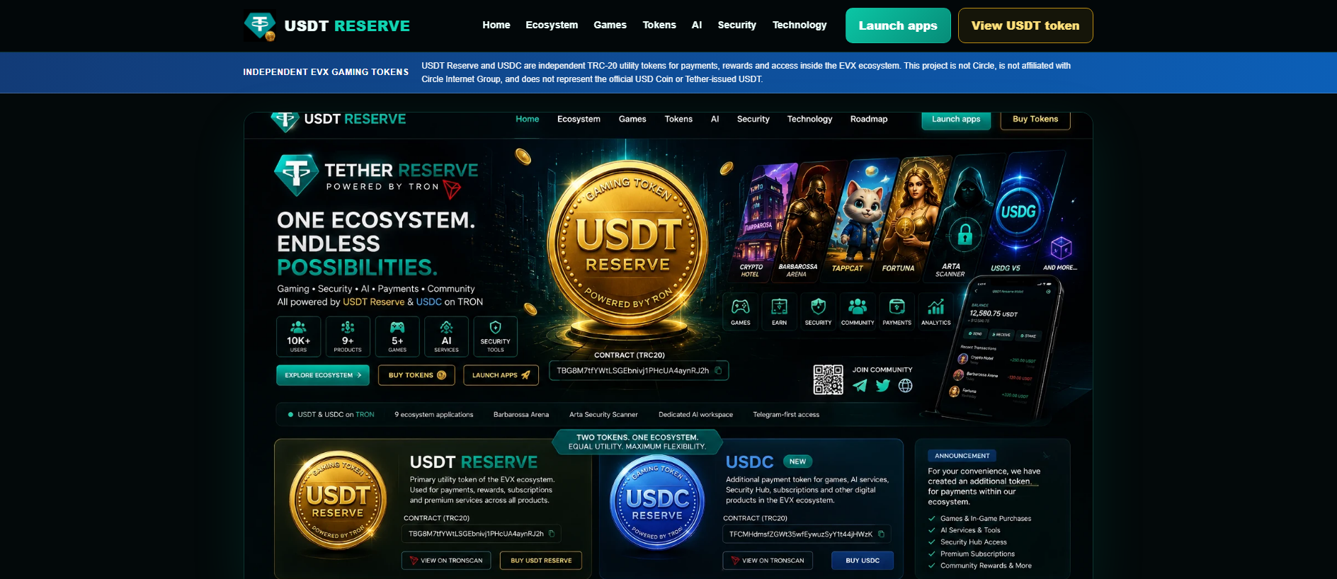 Screenshot of tethereserve.com