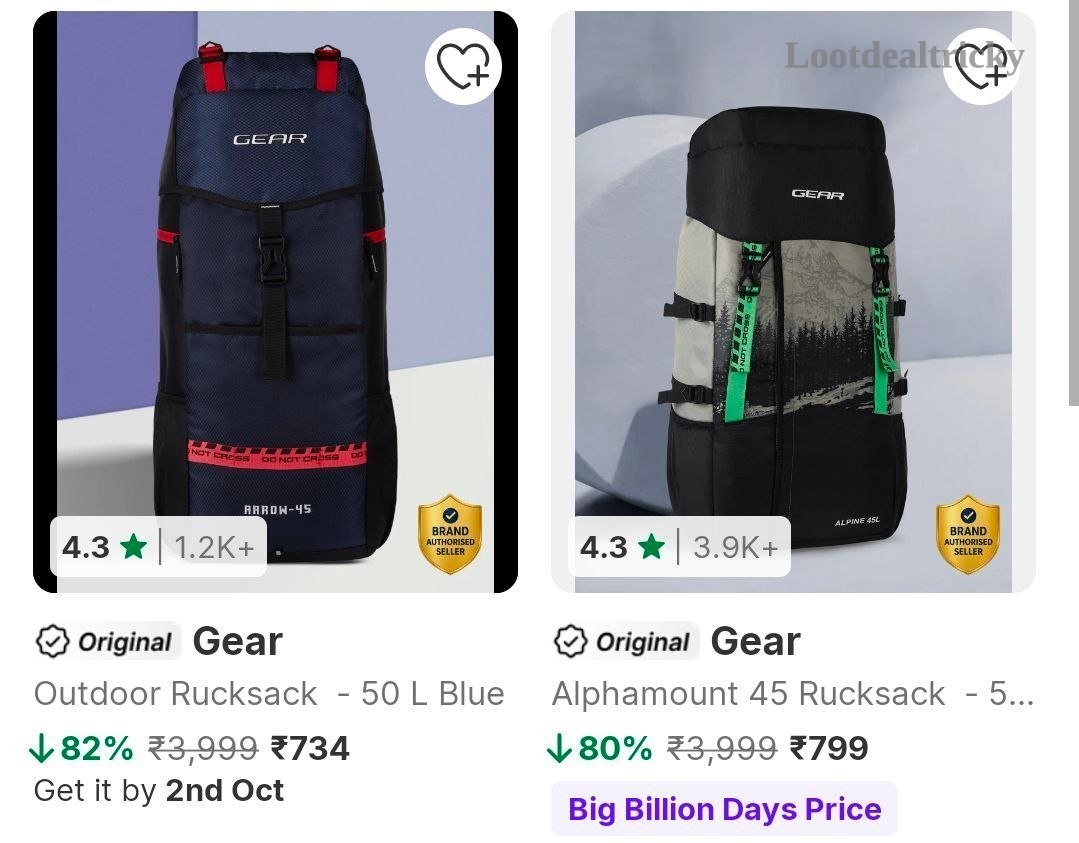 Flipkart Gear Rucksacks – Just 82% OFF | Lowest Price Deal