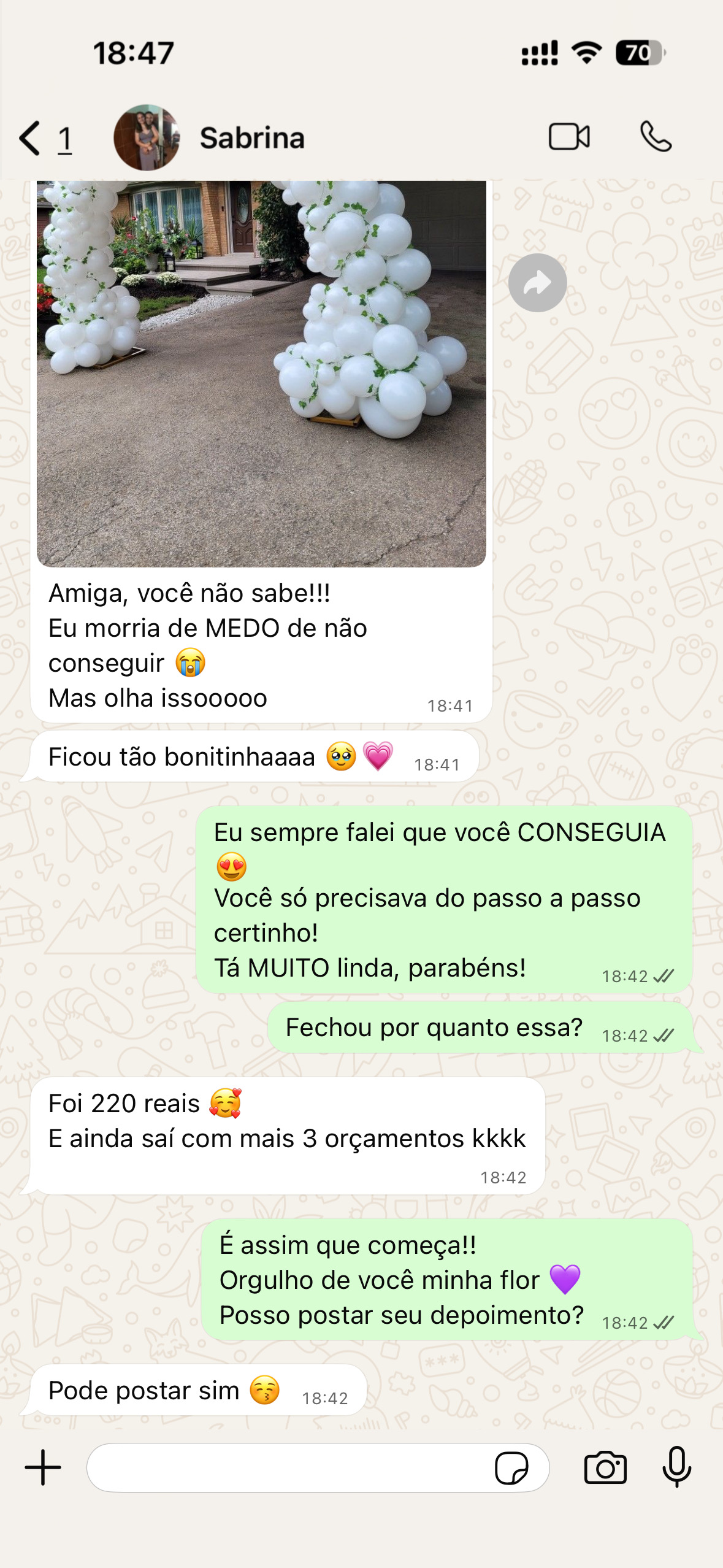 Depoimento de aluna 1