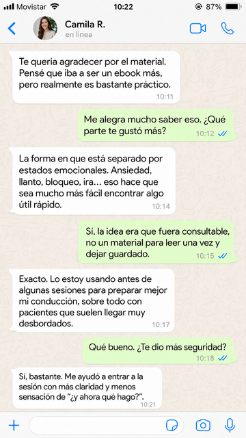 Audio de terapeuta describiendo el cambio en la conducción de sesiones emocionalmente intensas