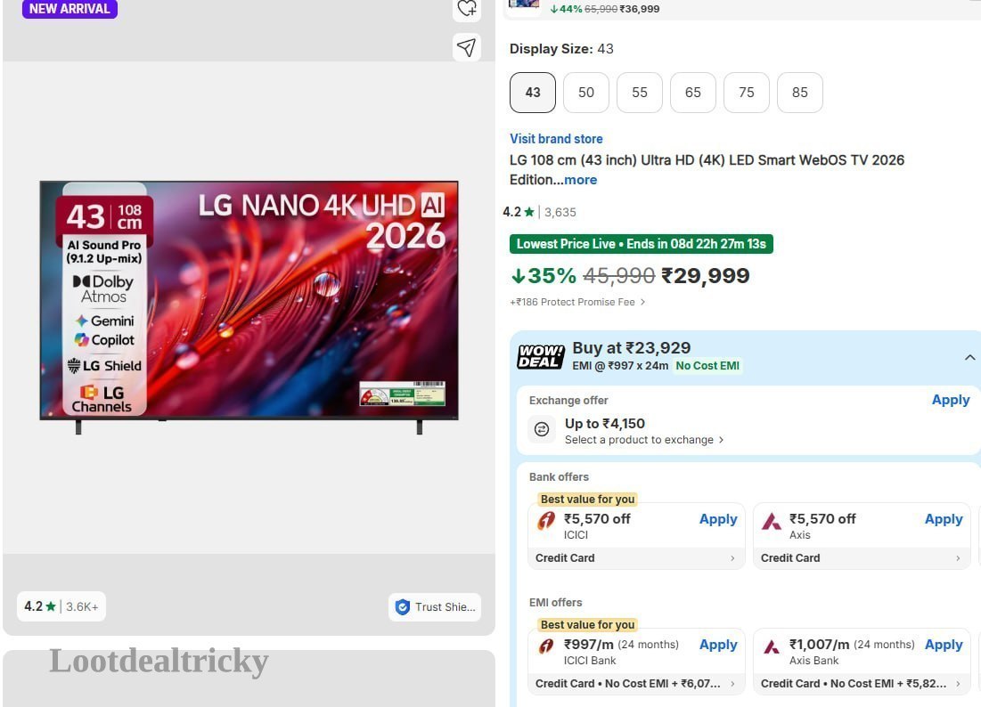 Lg 43 Nano – Just ₹5570 | Loot Deal Lg 43 Nano – Just ₹5570 | Loot Deal