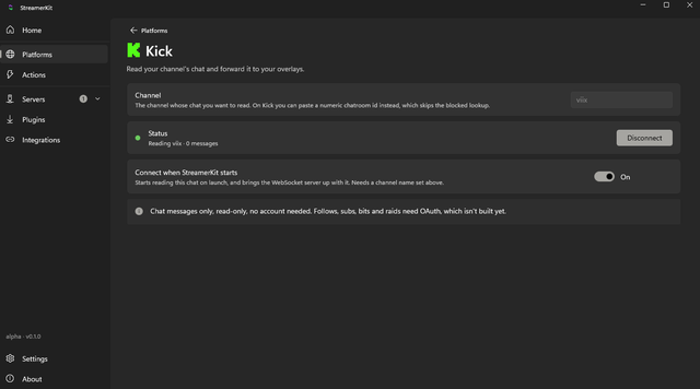 Kick configuration