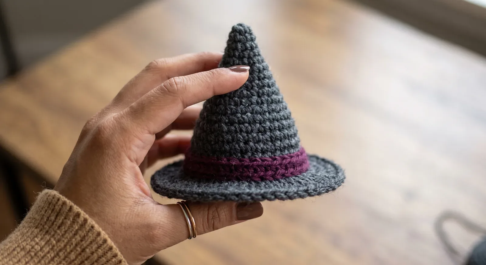 Mini Crochet Witch Hat finished crochet project