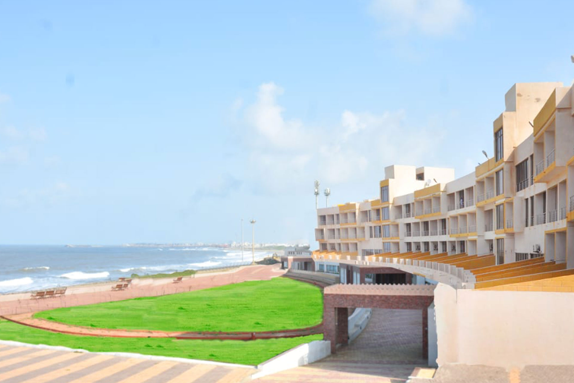 Common area at Shree Sagar Darshan guest house, Somnath Gujarat