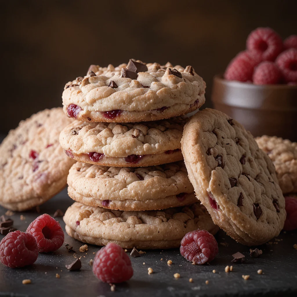 Chocolate Chip Biscuits with Raspberry Filling