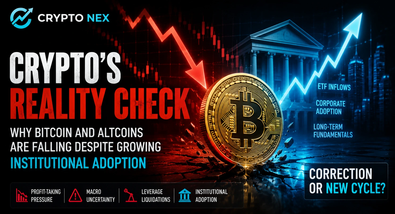 Bitcoin market correction, cryptocurrency sell-off, crypto crash analysis, institutional investors, Federal Reserve policy, and digital asset volatility