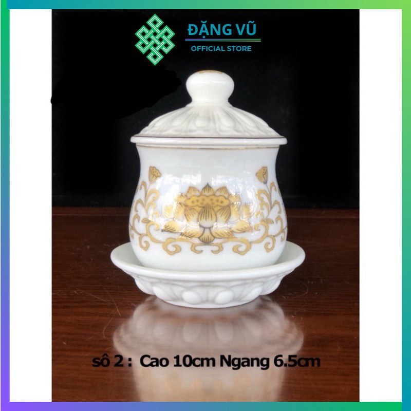 Bộ Thờ Cúng Ly Sen Trắng Sứ Cao Cấp
