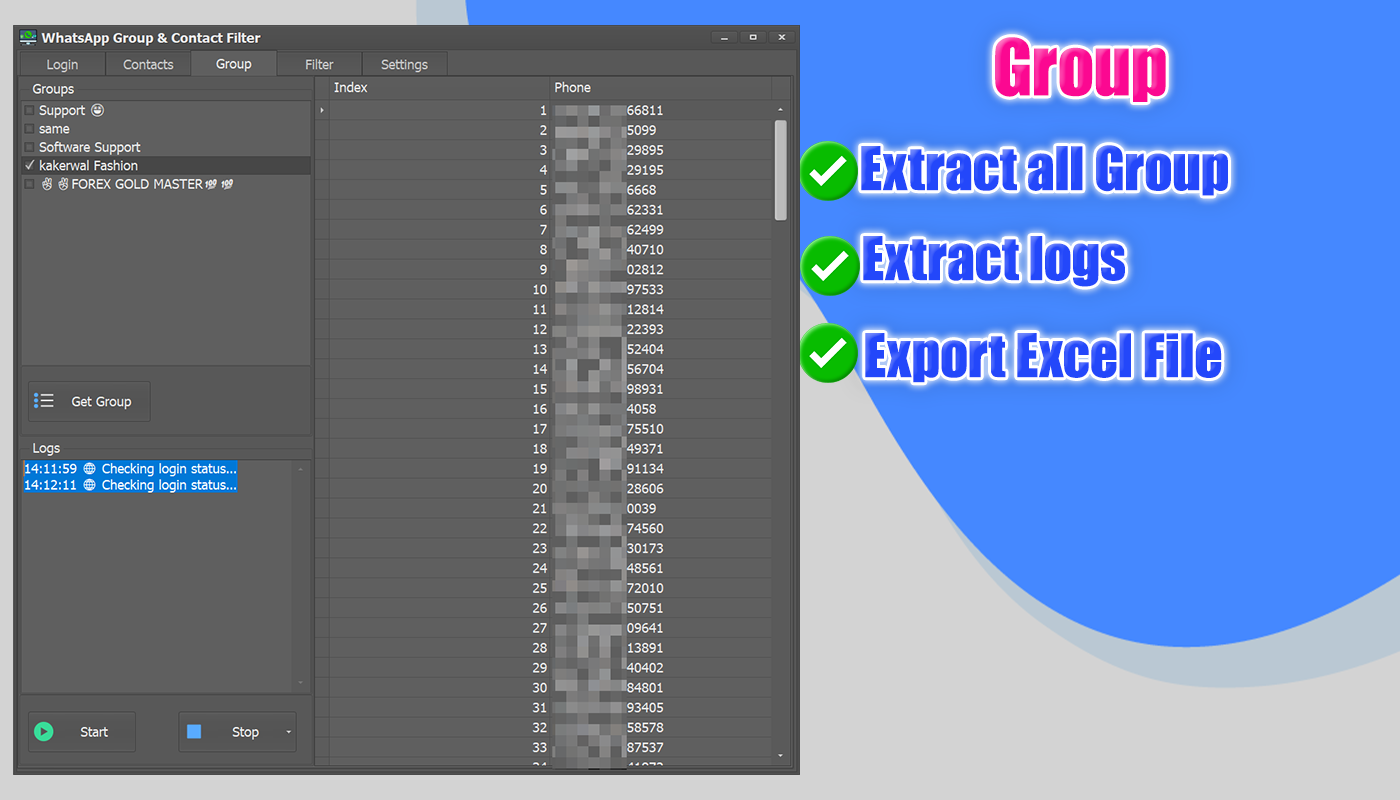 WhatsApp Contact & Group Extractor + Number Filter