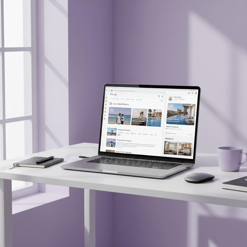 Hotel ad campaign setup across Google, Meta, and retargeting