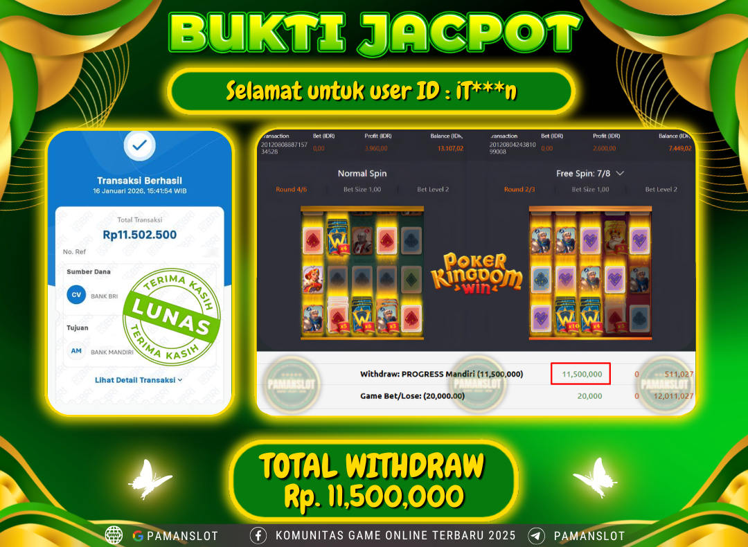 PAMANSLOT JACKPOT Game PG - poker-kingdom-win Rp.11,500,000- LUNAS