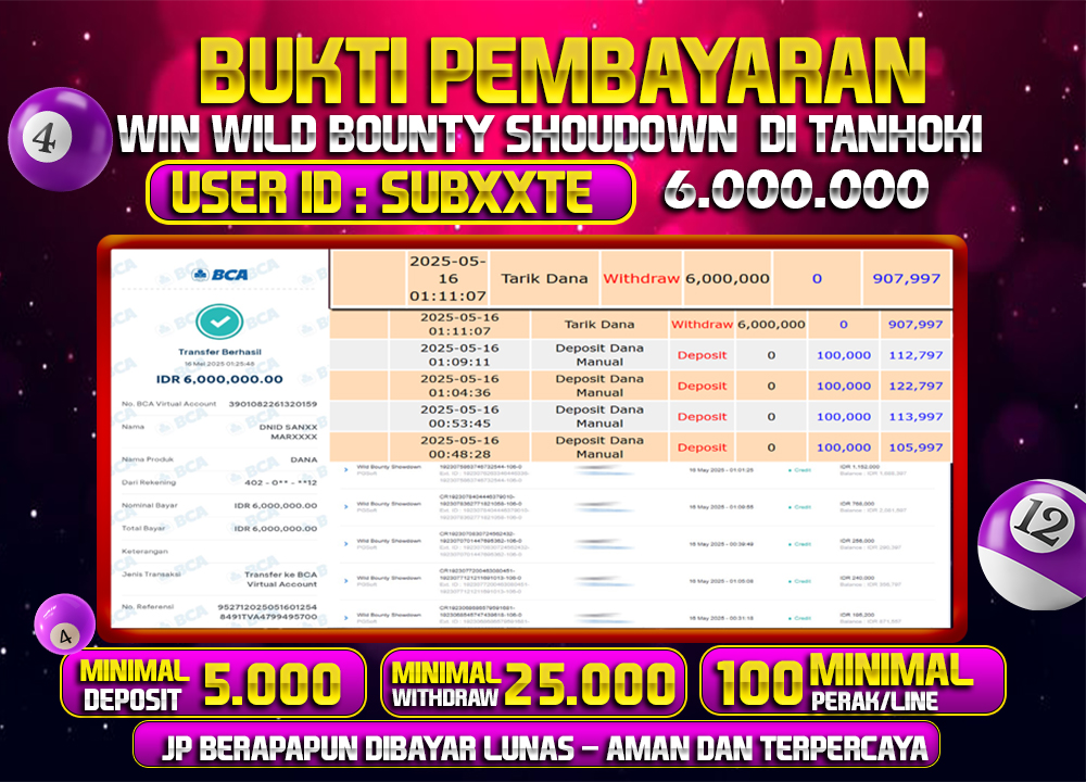 TANHOKI JACKPOT SLOT WILD BOUNTY SHOUTDOWN Rp.6.000.000,- LUNAS