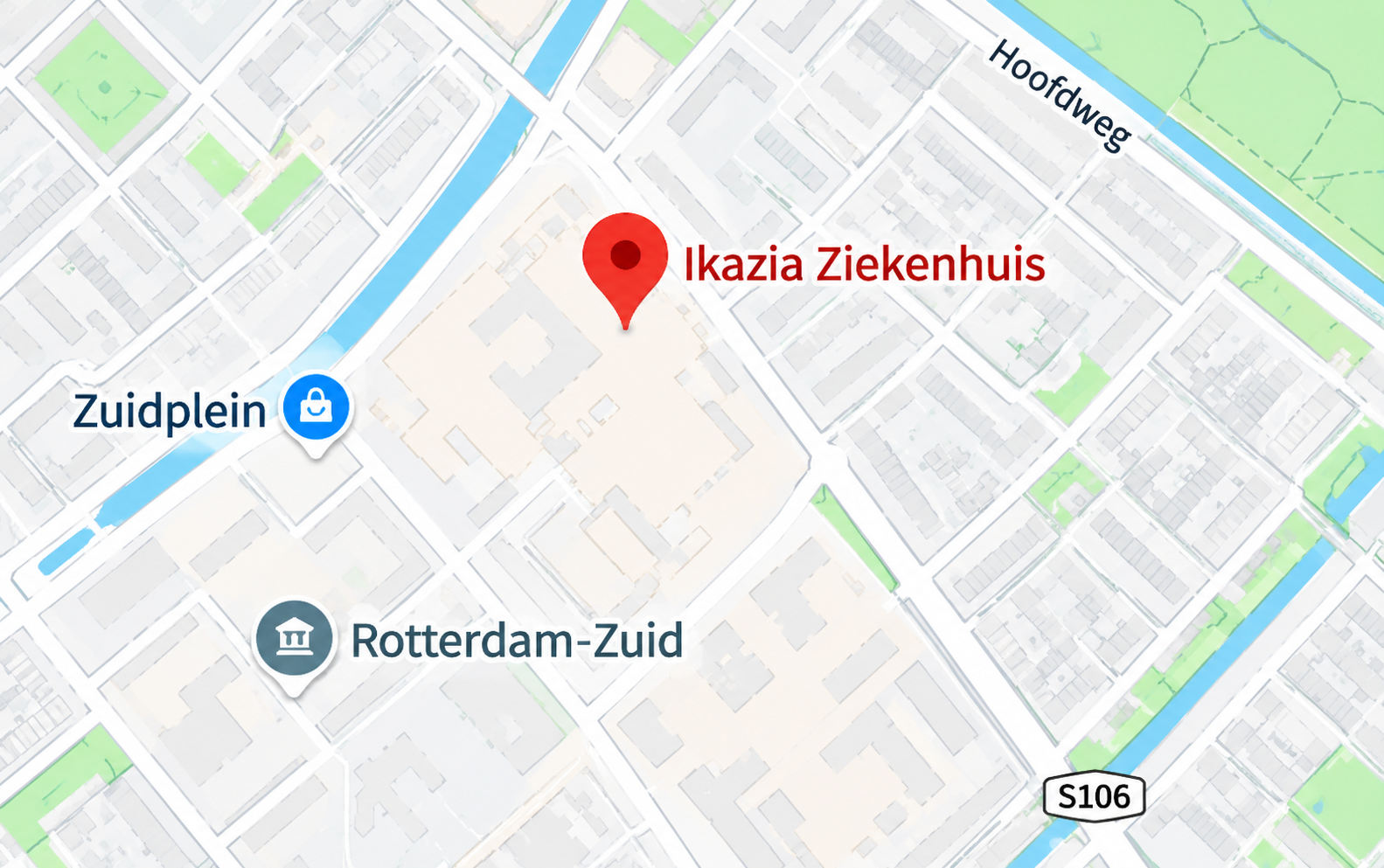 Kaart met locatie van Ikazia Ziekenhuis