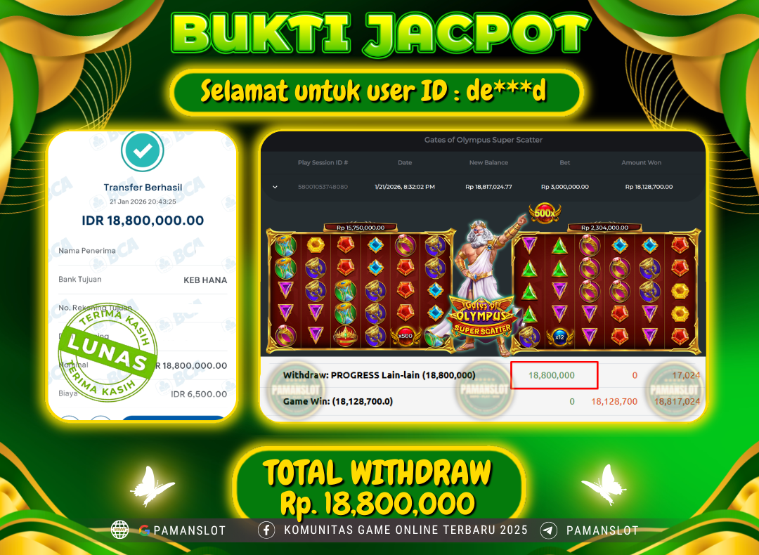 PAMANSLOT JACKPOT Game Gates of Olympus Super Scatter Rp.18,800,000- LUNAS