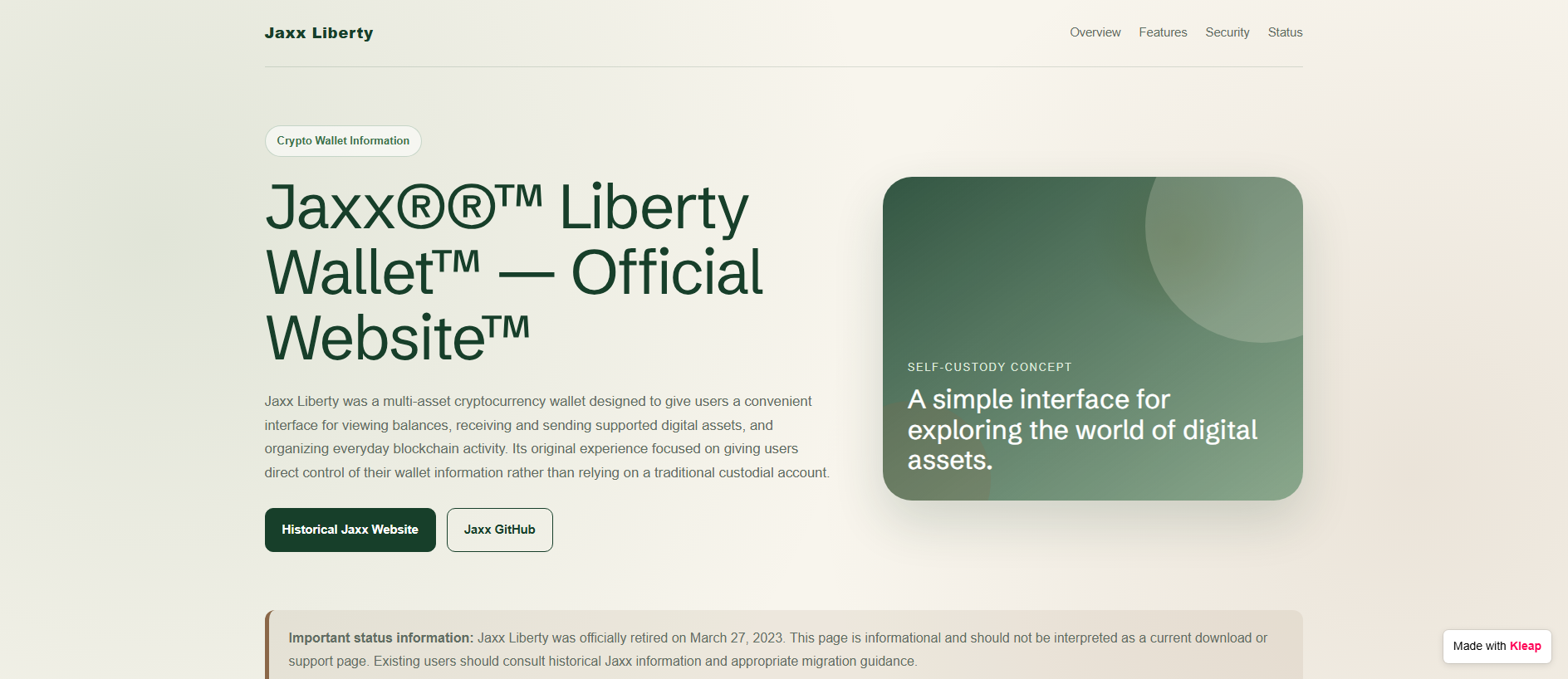 Stored capture of web-jaxxlibertyapps.kleap.io