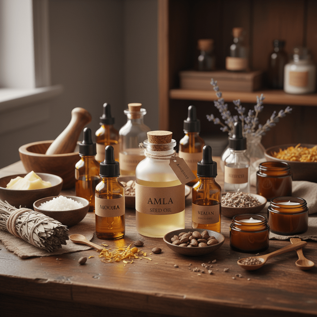 Herbal product lineup with amla seed oil