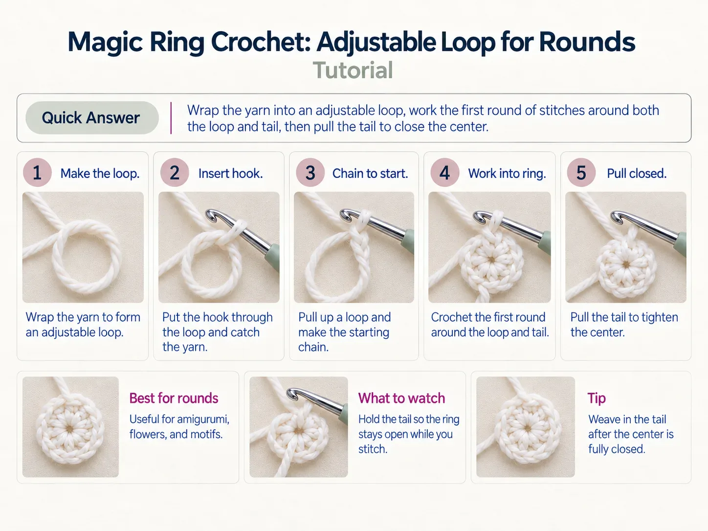 How to Crochet a Magic Ring (Magic Circle)
