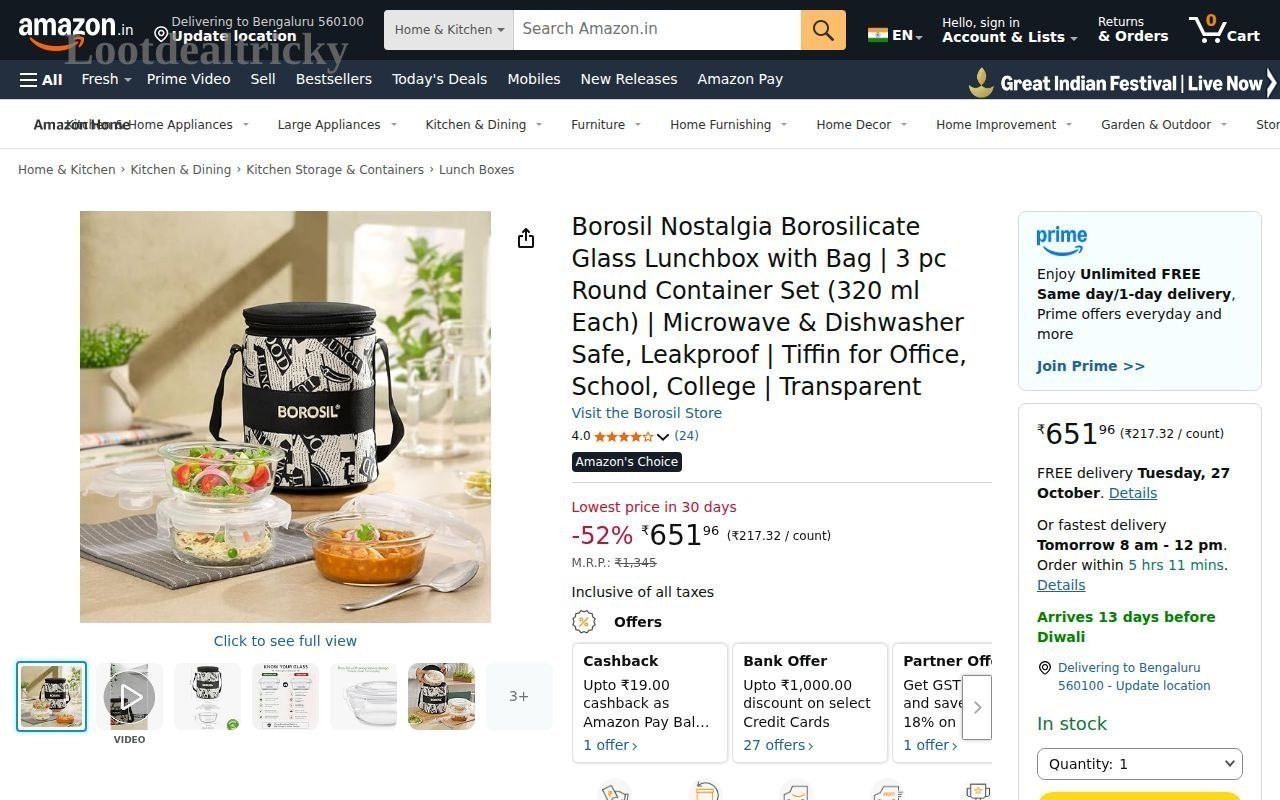 Borosil Nostalgia Borosilicate – Just ₹651 | lootdeals