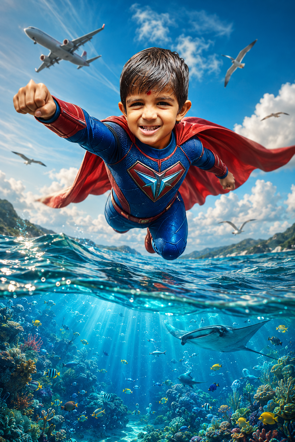 Cinematic Fantasy Superhero Boy – Above & Below the Ocean