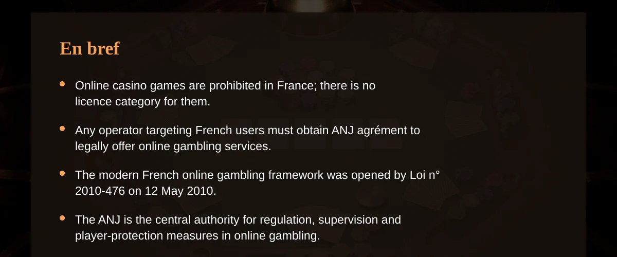 Variété des jeux de casino liste et périmètre légal en france — En bref