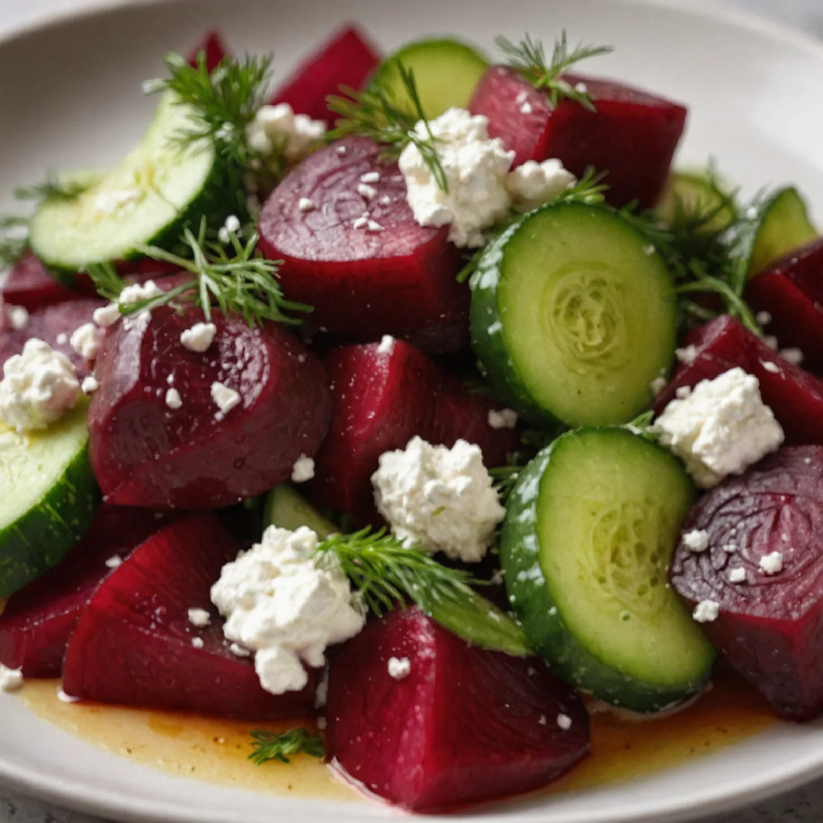 Beet Salad with Feta, Cucumbers, and Dill for Bright Flavors!
