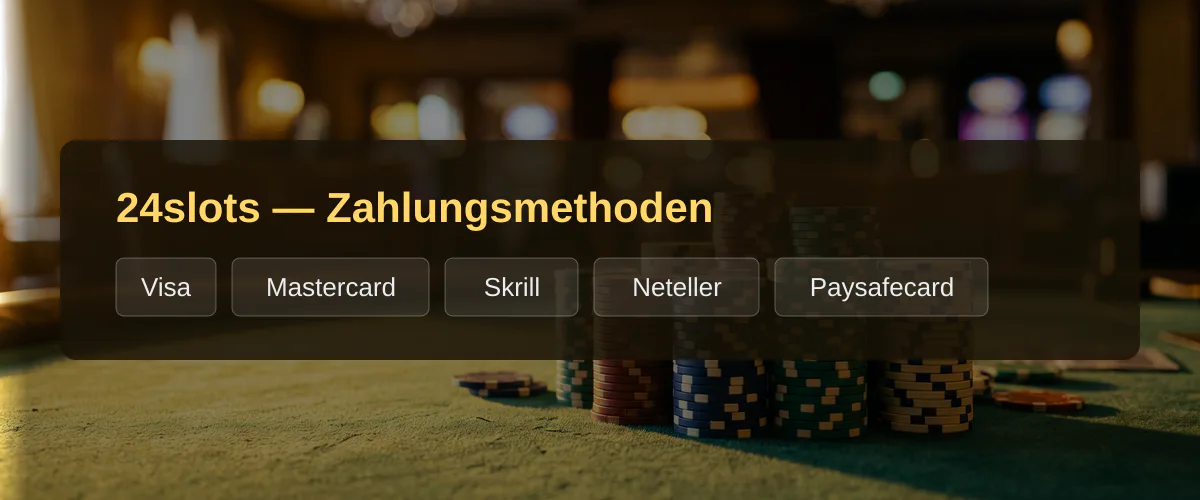 24slots — Zahlungsmethoden: Visa, Mastercard, Skrill, Neteller, Paysafecard