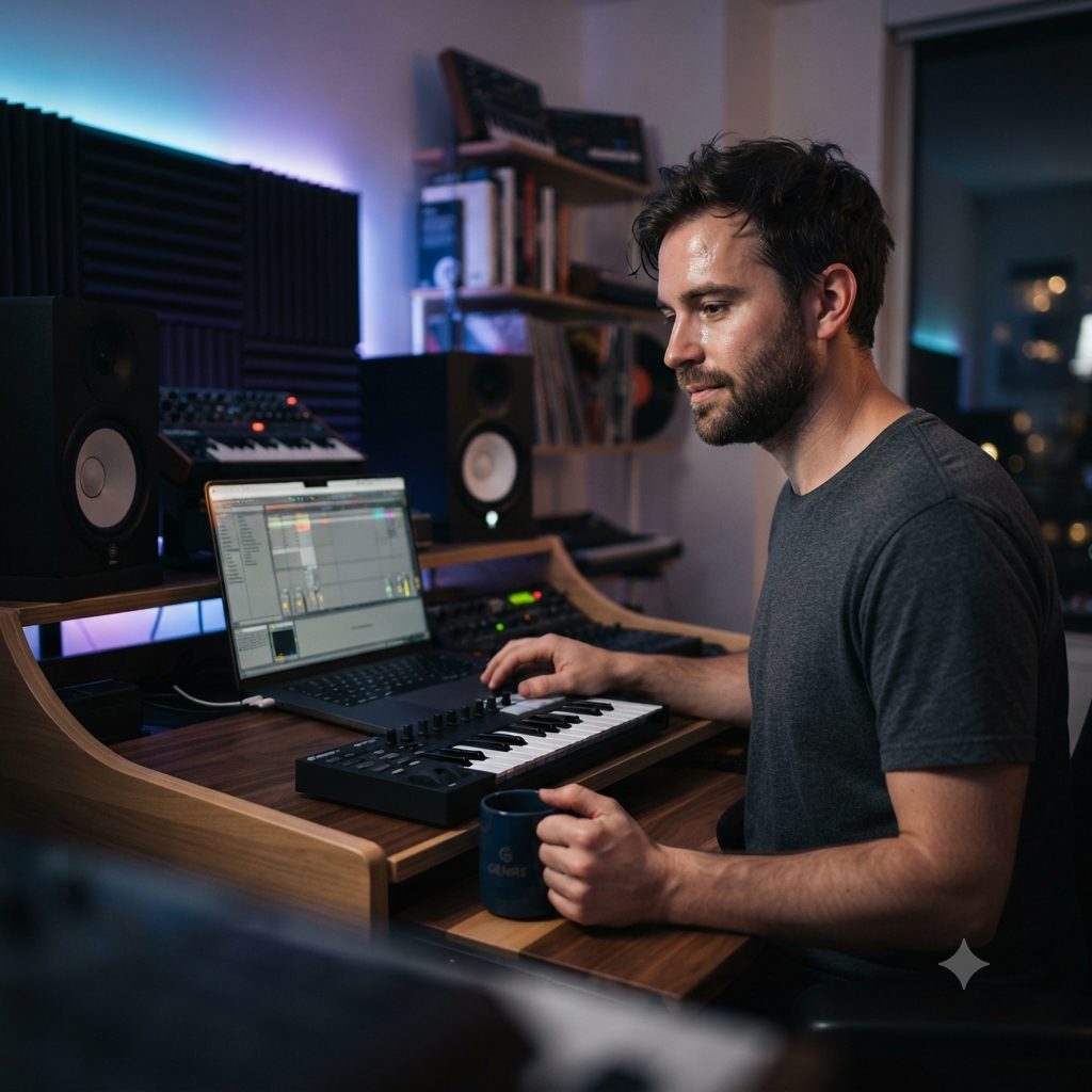 Music Producer Studio Copy Paste Prompt for AI Photos