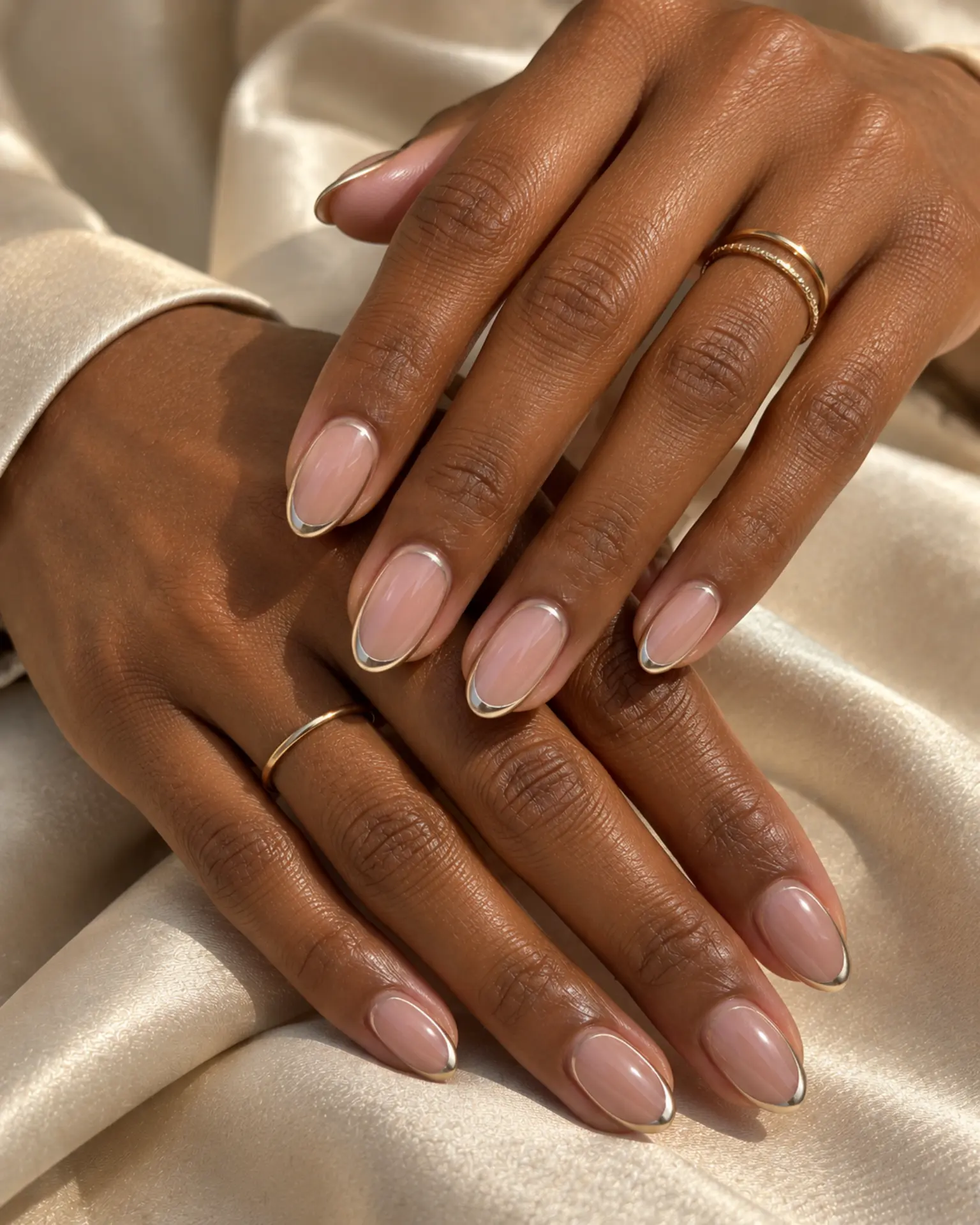 Work Chrome Outline manicure inspiration for work nail ideas